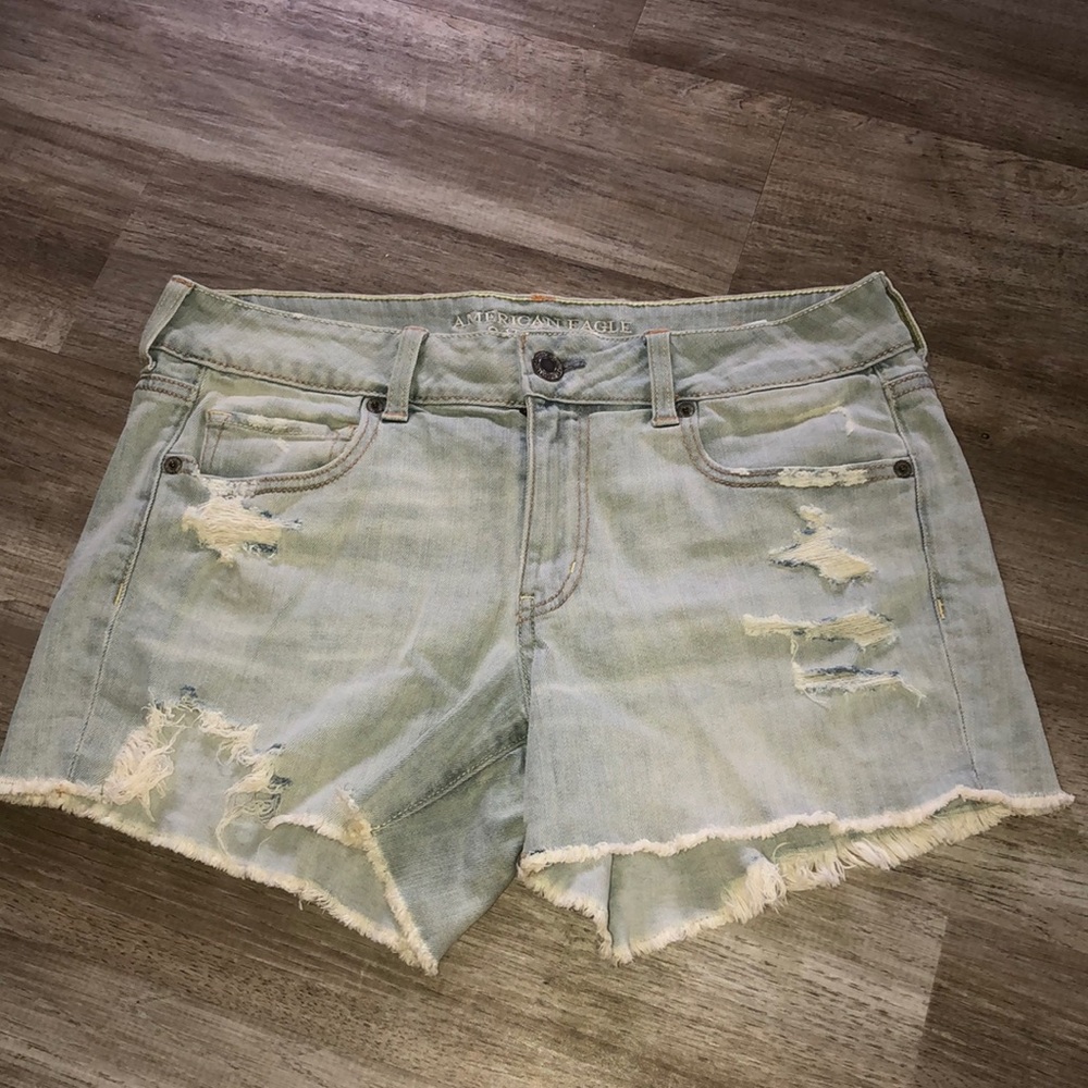 American Eagle Light-Wash Midi Denim Shorts
